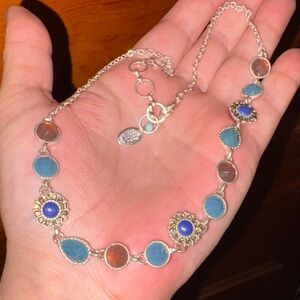 Nine West Elegant Silver and Blue Gemstone Necklace